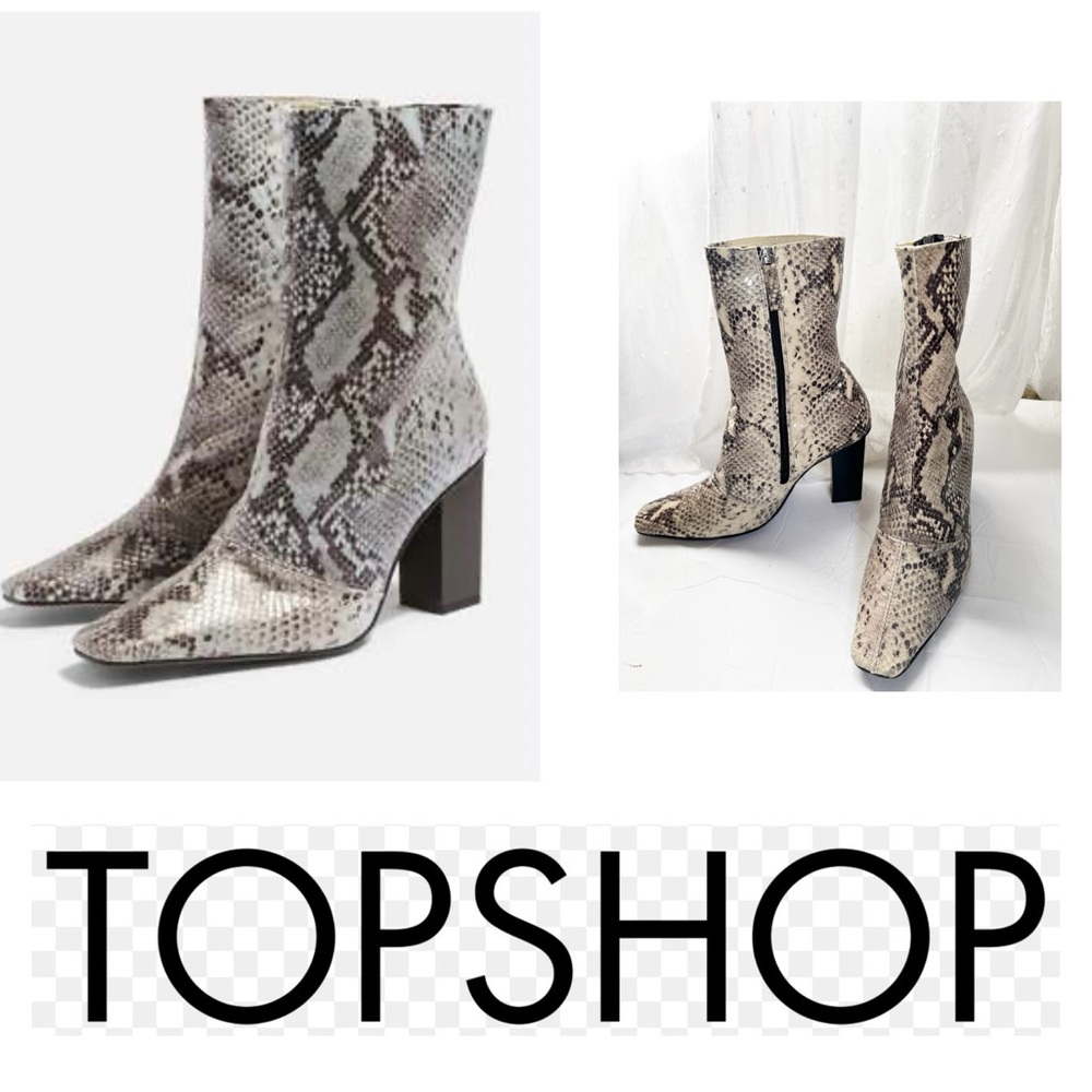 Topshop Snakeskin boots statement Western Americana to an outfit. Size 37